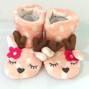 CAT & JACK PINK WHITE POLKA DOT ANKLE BOOT SLIPPERS GIRLS SIZE SMALL  NWT
